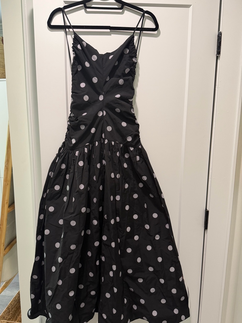 ASOS Black Midi Dress with White Polka Dots